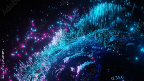 Fotomural Abstract futuristic planet Earth