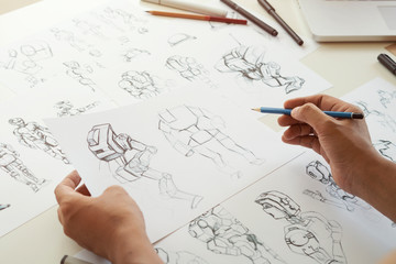Wall Mural - animator designer development designing drawing sketching development creating graphic pose characte
