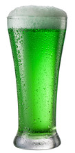 Glass Of Green Beer Isolated On A White Background.