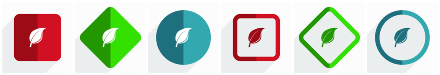 Aufkleber - Nature icon set, flat design vector illustration in 6 options for webdesign and mobile applications in eps 10
