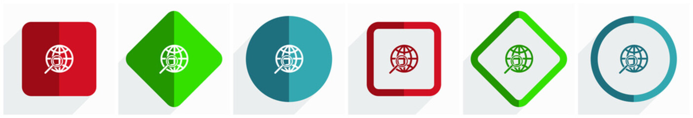 Poster - Search . icon set, flat design vector illustration in 6 options for webdesign and mobile applications in eps 10