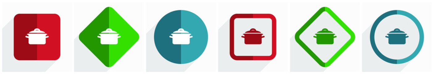Fototapete - Cook icon set, flat design vector illustration in 6 options for webdesign and mobile applications in eps 10
