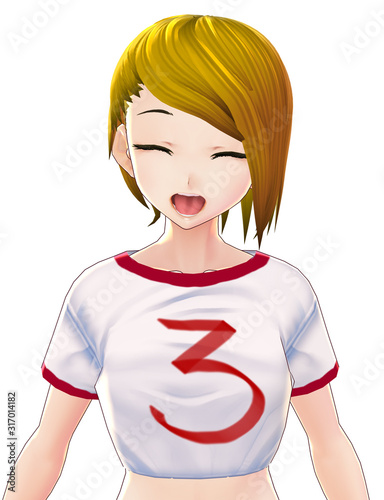 Anime Girl Cartoon Character White Background Blonde Hair With A