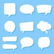 White speech bubbles. Thinking balloon talks bubbling chat comment cloud shouting voice shapes isolated set. Vector illustration.