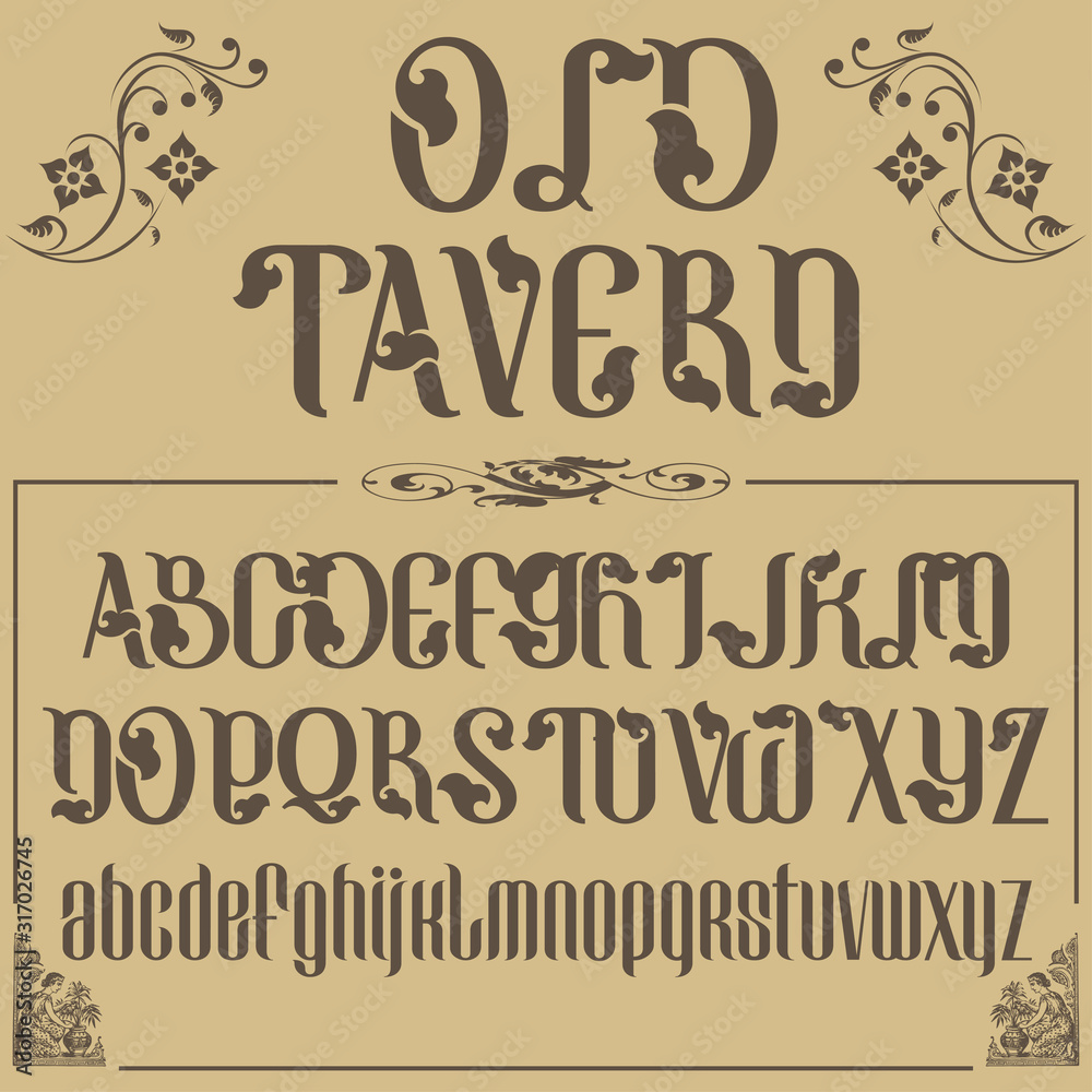 Font, Typeface, Script, Old style - vintage script font. Vector ...