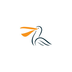 Wall Mural - Pelican Bird Logo Design Template Vector