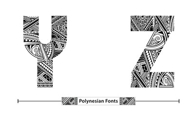 Sticker - Alphabet Polynesian style in a set YZ