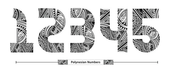 Numbers Polynesian style in a set 12345