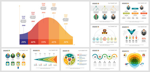 Canvas Print - Colorful workflow or teamwork concept infographics set