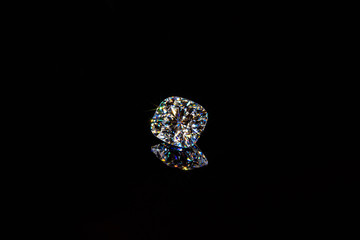 Wall Mural - Cushion Cut Diamond on Black Reflected background