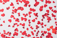 Seamless Pattern Of Red Hearts On White Background