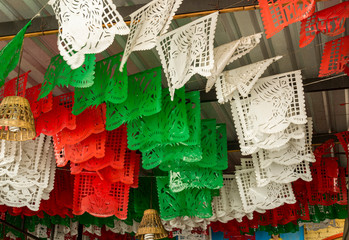 Red, green and red Mexican bunting Papel Picado Mexico