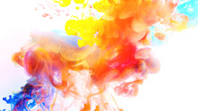 Color Paint Drops In Water , Abstract Color Mix , Drop Of Ink Color Mix Paint Falling On Water Colorful Ink In Water,