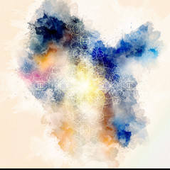 Aufkleber - floral ornamental structure with filigrane pattern mandala on abstract background.