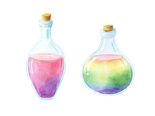 Watercolor Vintage Magic Bottles