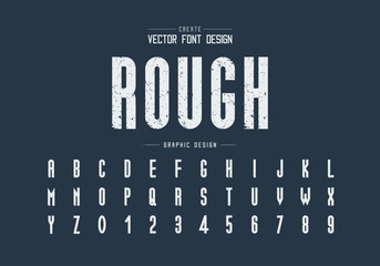 Fototapete - Texture font and alphabet vector, Rough tall typeface letter and number design