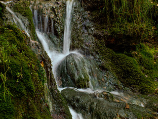 Wall Mural - Soft waters running on rocks. Close-up of running water as a picture background