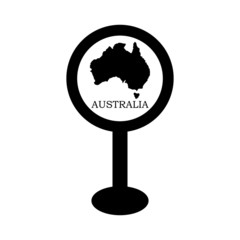 Wall Mural - australia map in pin location sign. vector illustration, isolated on white background.