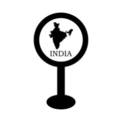 Wall Mural - india map in pin location sign. vector illustration, isolated on white background.