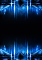 Wall Mural - background wall with neon lines and rays. background dark corridor with neon light. abstract backgro