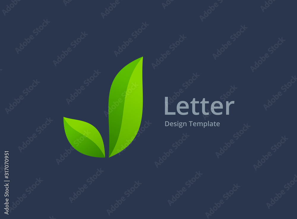Letter J eco leaves logo icon design template elements Stock Vector ...
