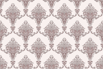 Wall Mural - Vector damask seamless pattern background. Classical luxury old fashioned damask ornament, royal victorian seamless texture for wallpapers, textile, wrapping. Exquisite floral baroque template.