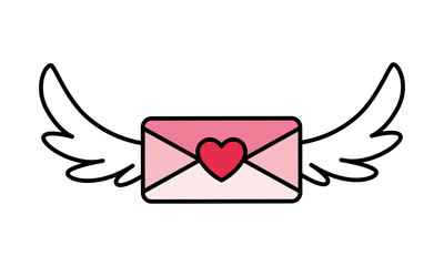 Poster - envelope with wings in white background