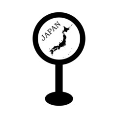 Wall Mural - japan map in pin location sign. vector illustration, isolated on white background.