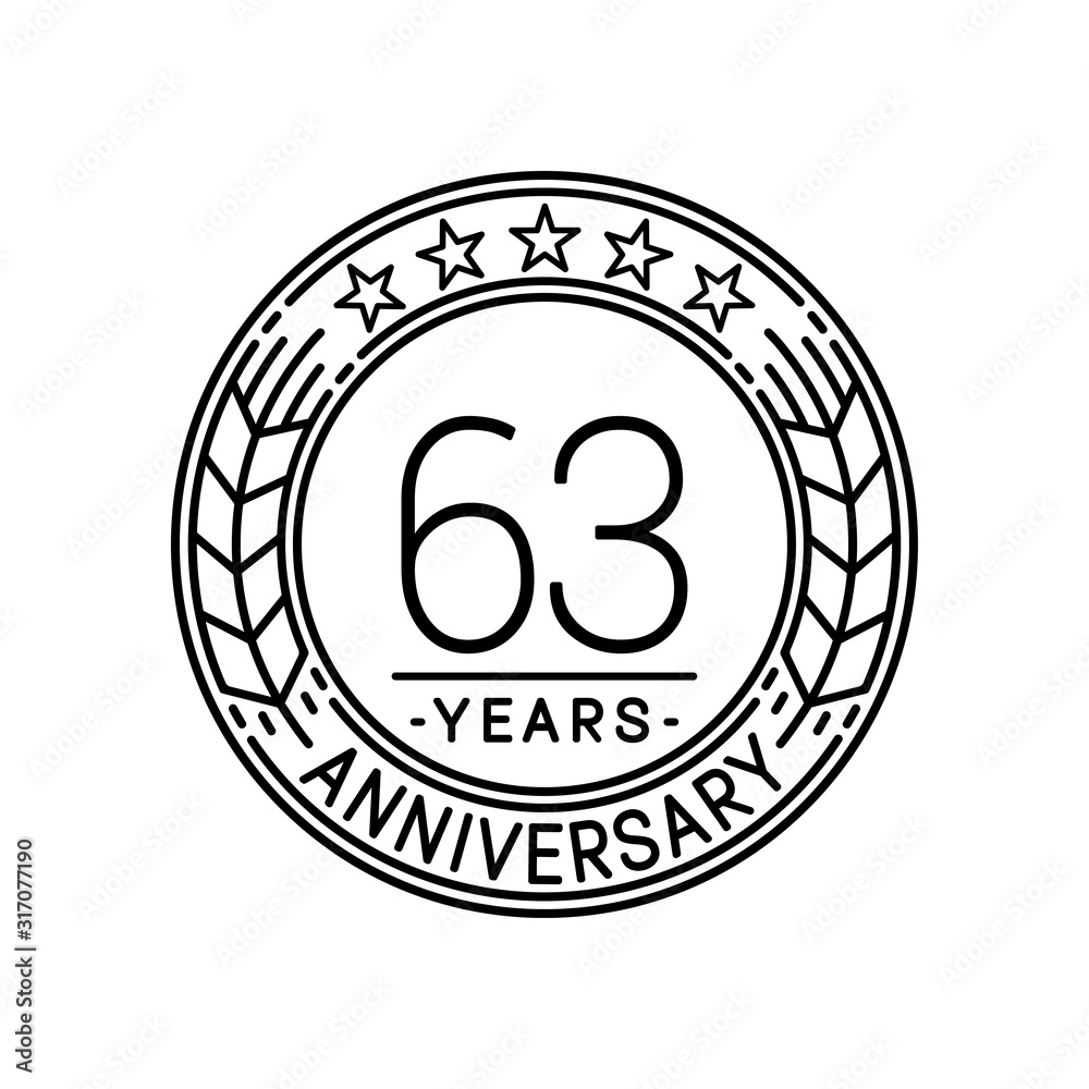 63 years anniversary logo template. 63rd line art vector and ...