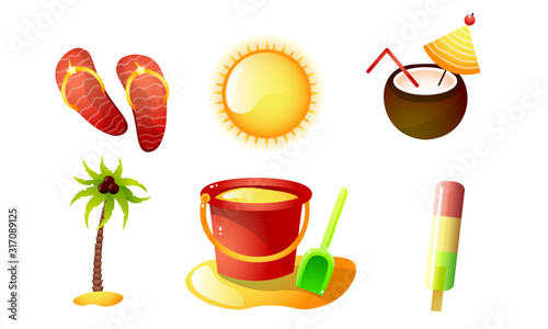 Cuadros en Lienzo Set of isolated items for summer holidays vector illustration