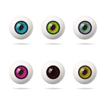Set Of Multi-colored Realistic Colored Human Eyes. Vector Illustration.