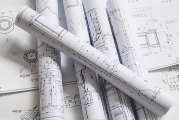 Wall Mural - Technology blueprints. The part of engineering project.