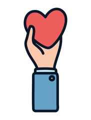 Sticker - hand holding heart medical charity and donation