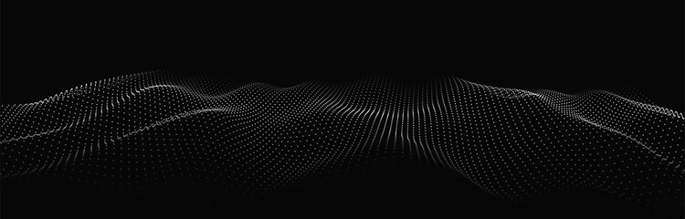 abstract digital wave of particles. futuristic point wave. technology background vector. vector illu