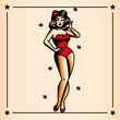 Old School Style Pin-Up Tattoo Design