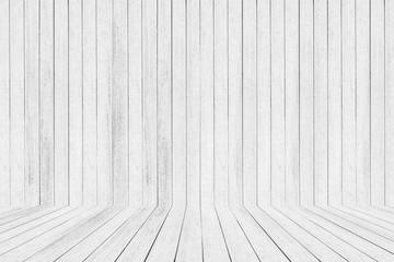 Poster - white wood floor and wall background