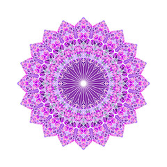 Poster - Ornate geometrical colorful triangular pattern mandala - polygonal abstract round vector art