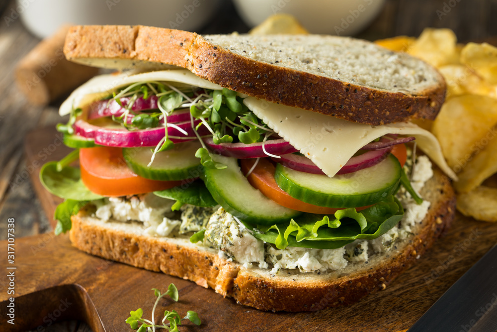 Healthy Organic Veggie Garden Sandwich - obrazy, fototapety, plakaty 