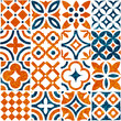 Seamless tile ornament in patchwork style. Grunge texture. Print for textiles. Vector illustration.