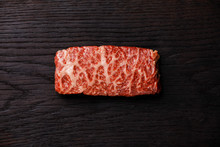Raw Fresh Marbled Meat Steak Wagyu Beef On Dark Background