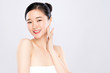 © kitthanes - Beautiful Young Asian Woman with Clean Fresh Skin. Face care, Facial treatment, on white background, Beauty and Cosmetics Concept.