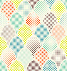 Mid century overlapping egg pattern for easter and spring backgrounds, gift wrap, wallpaper.
