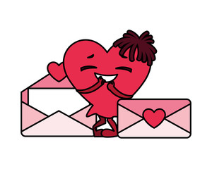 Sticker - heart red with hands and envelope, design for valentines day card, banner, poster, flyer, brochure, print