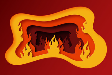 Aufkleber - Hot sale with fire burning template banner concept design in paper cut layers background.Vector illustration.