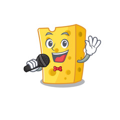 Poster - Happy emmental cheese singing on a microphone