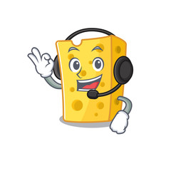 Sticker - Smiley emmental cheese cartoon character design wearing headphone