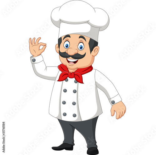 Cartoon happy chef with ok sign
