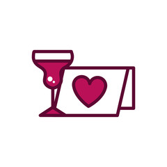 Canvas Print - wine glass romantic love card celebration drink beverage icon line and filled