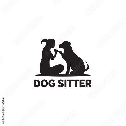 Fotomural Dog sitter logo icon design vector template