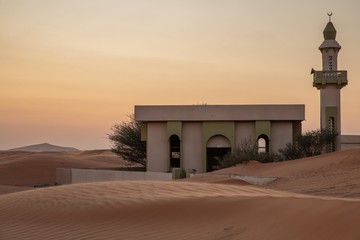 Historical building in the Al Madam Derelict Ghost Town in the desert, United Arab Emirates